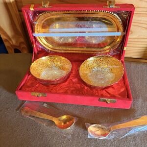 Silver & Gold Plated Serving Set Presented In Gift Box (not Tested)